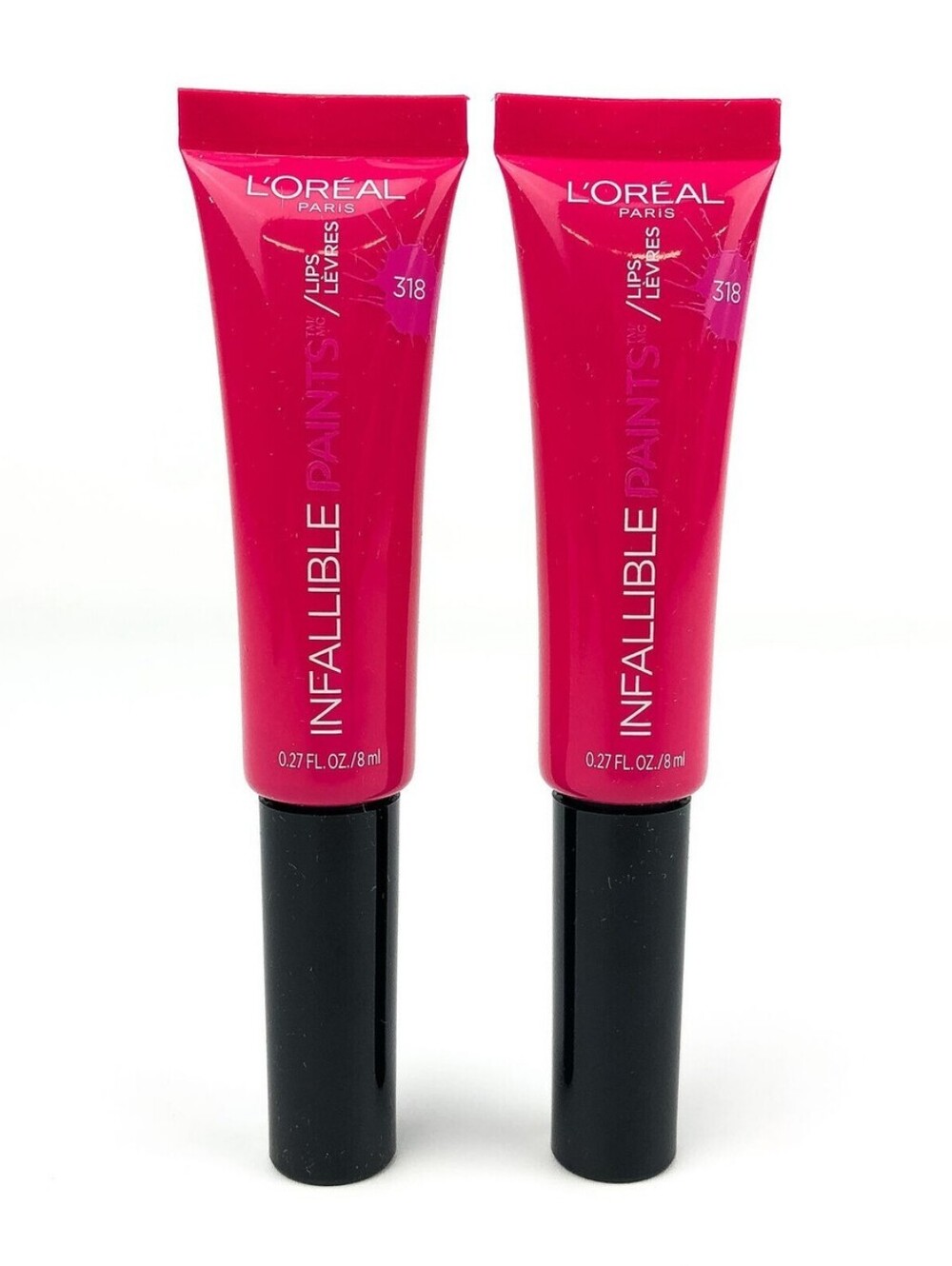 L'Oreal Infallible Paints Lip Paint Pair Of 2 - Bright Fuchsia (318) 319